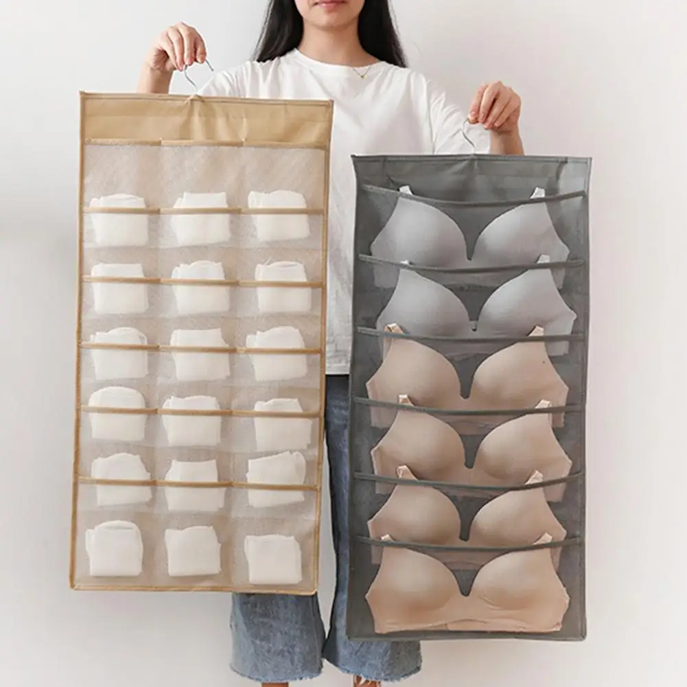 

Double-sided Hanging Underwear Bag Pocket Wardrobe Mesh Design Clear Socks Bra Rack Mesh Hanging Bag for Wardrobe Home Decor