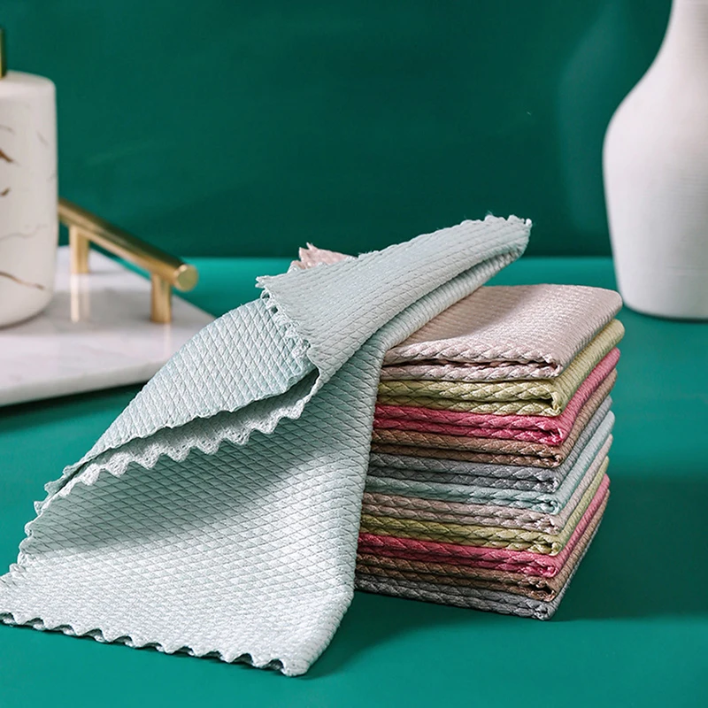 

5 Pcs Household Cleaning Products Cloth Fish Bowl Rag For Glass Clean Once You Wipe The Kitchen Tool Microfiber For Glass