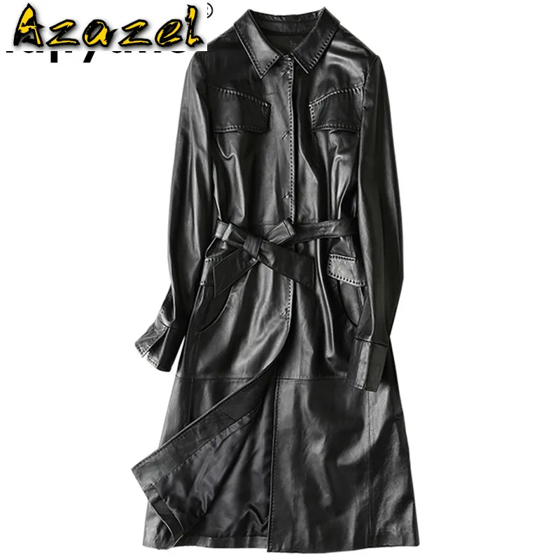 

Женское меховое пальто, куртка из натуральной кожи, женская одежда 2020, пальто из овчины, весенний корейский Винтажный Длинный Тренч ZT2305