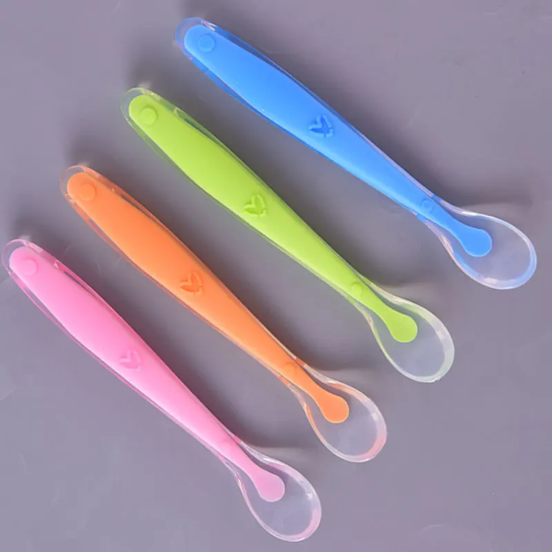 Cuchara antideslizante de entrenamiento para beb&eacute;, vajilla bonita de silicona de grado alimenticio para alimentaci&oacute;n de beb&eacute;, cuchara de alimentaci&oacute;n con caja de almacenamiento, 1 ud.-2