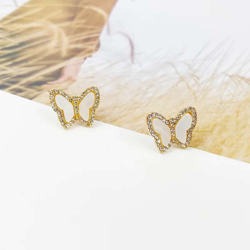 

Origin Summer Korean Fashion Gold Color Butterfly Stud Earring for Women Exquisite Rhinestone Party Earring Jewelry Accessories