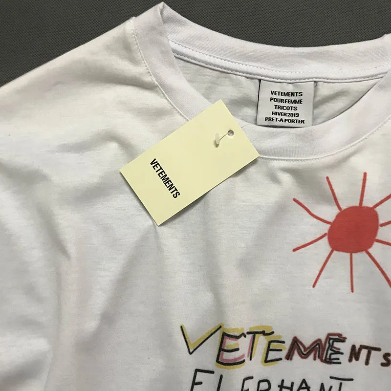 XX Vetements футболки Летние граффити топы тройники для мужчин и женщин Слон Красочные