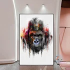 Абстрактная живопись в стиле граффити с принтом обезьяна гориллы Холст Картина декоративная картина на стену картина маслом Современный плакат для дома украшения