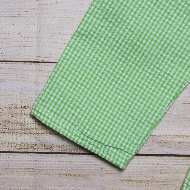 

Summer Clothes Blue Short Sleeve Top And Green Plaid Trousers Tractor And Cotton Embroidery Pattern Boys Clothes