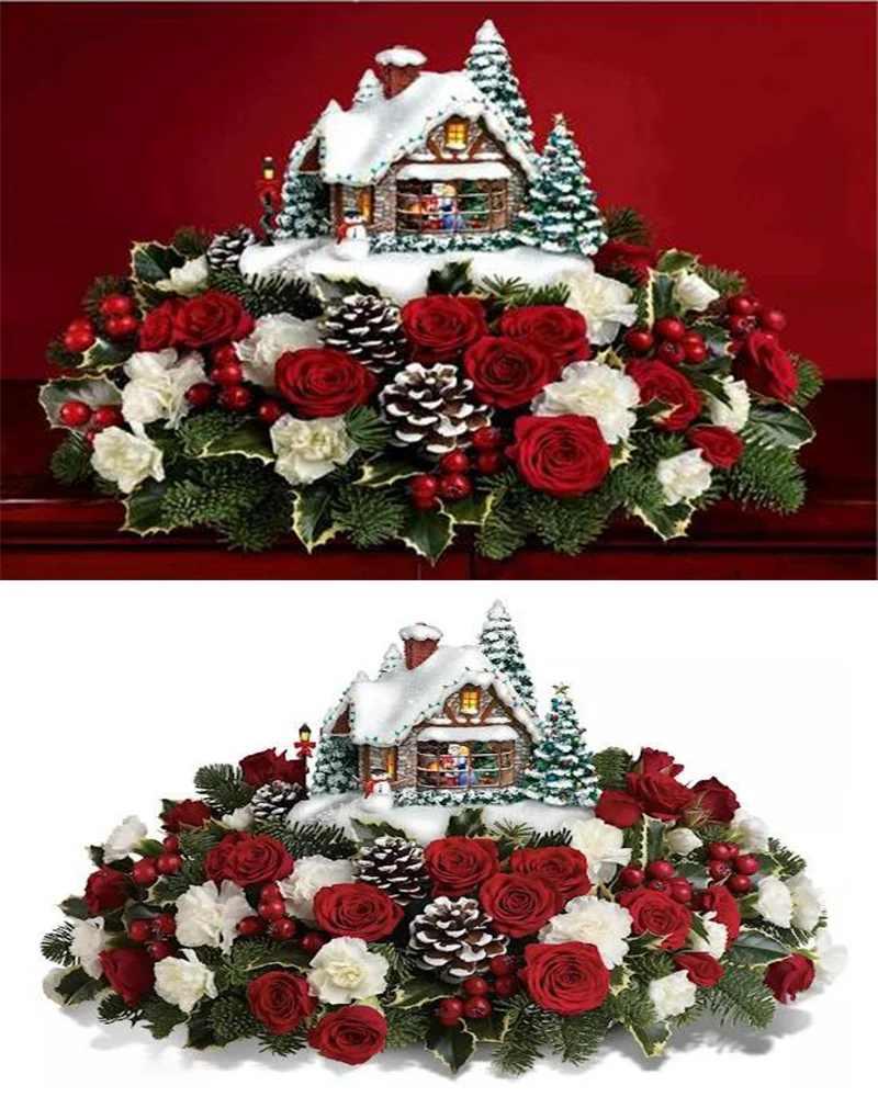 Алмазная живопись 5D &quotсделай сам&quot розы цветы снежный пейзаж искусственная