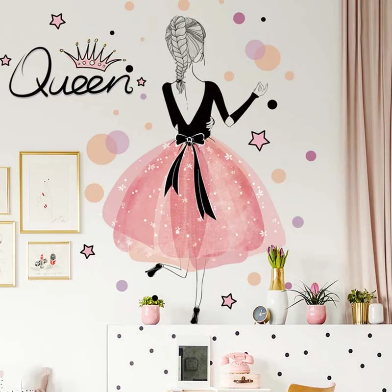 

3D girls room wall stickers home decor removable queen wall decals for living room