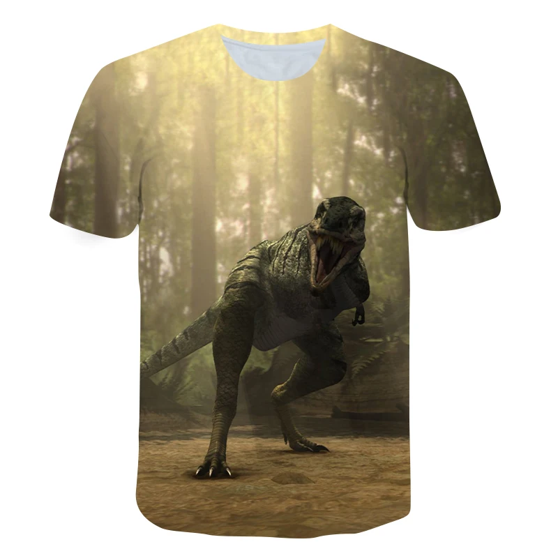 

Jurassic Park Men’s Shirt Short Sleeve Summer Anime Movie Dinosaur O-Neck Print Family Gathering Home Wear Loose and Comfortable