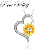 rose valley sunflower pendant necklace for women heart pendants fashion jewelry girls gifts yn038