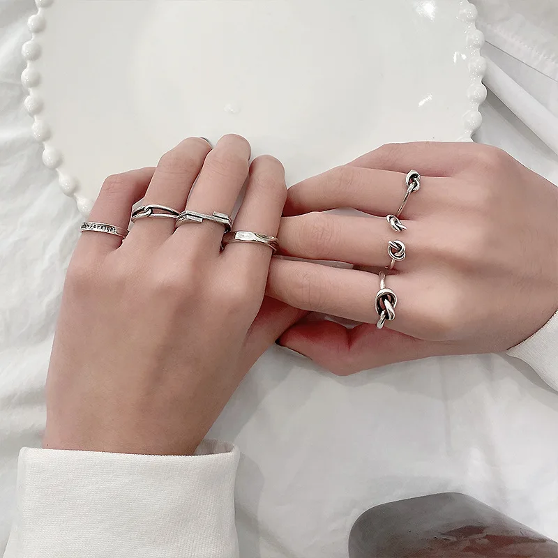 

New Thick 925 Silver Plated Rings For Women Accessories Ladies Knot Ring Finger Jewelry Trend 2022 Gifts