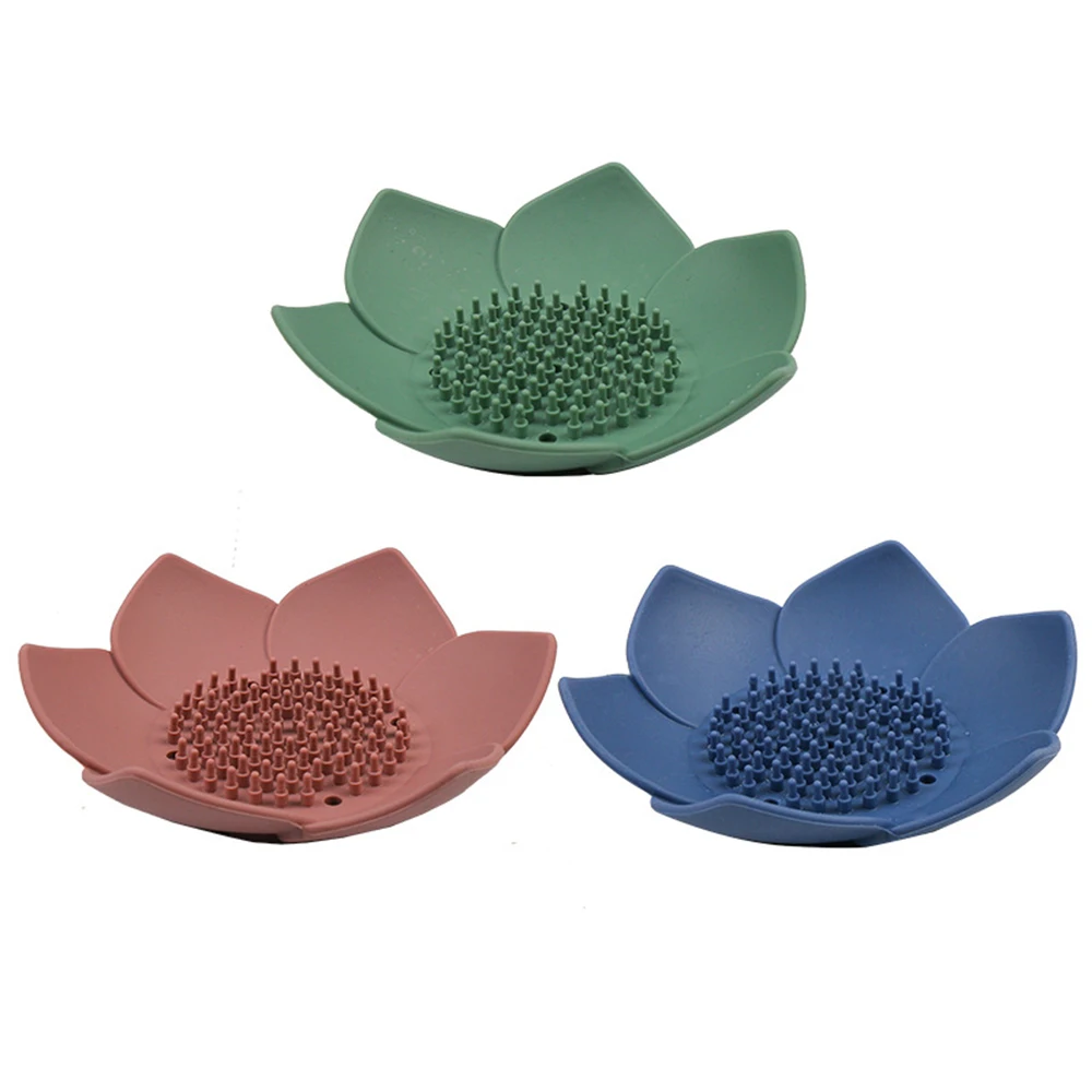 

Round Soap Box Lotus-shaped Daisy Soap Boxes No Perforation And Draining Portable Silicone Soaps Box Holder Bathroom Accessories