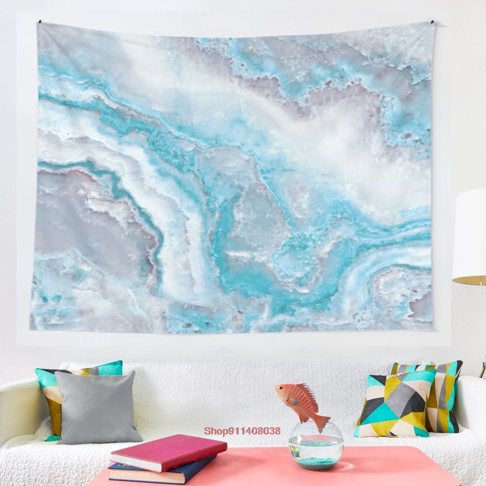 

Luxury Mermaid Blue Agate Marble Geode Gem tapestry Art Wall Hanging Tapestries for Living Room Home Dorm Decor