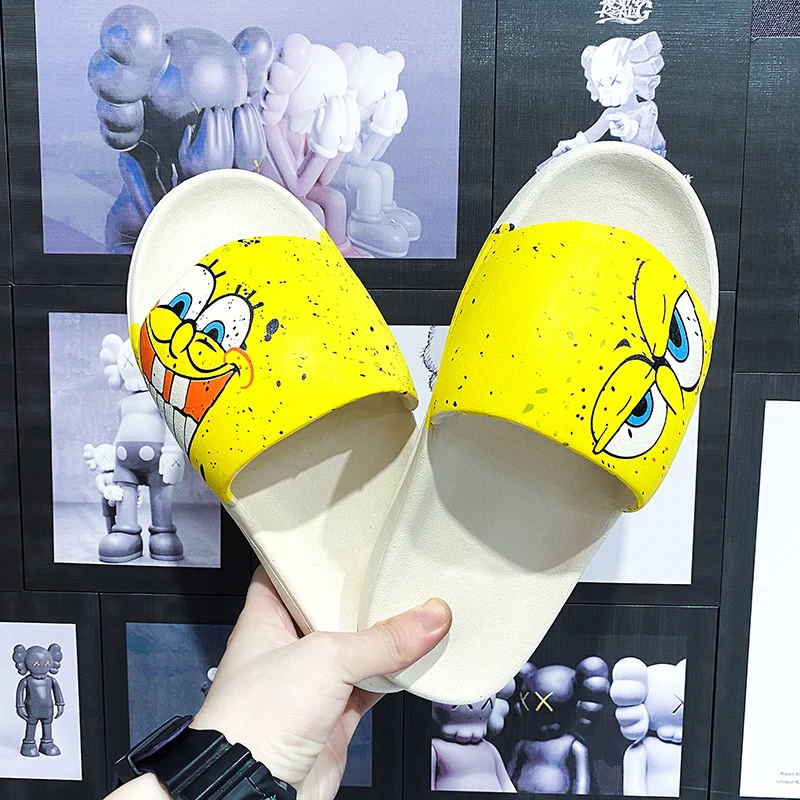 

Indoor outdoor fun thick bottom flip flop Super co-branded Sesame Street second generation hand-painted Kaw Boy pattern slippers