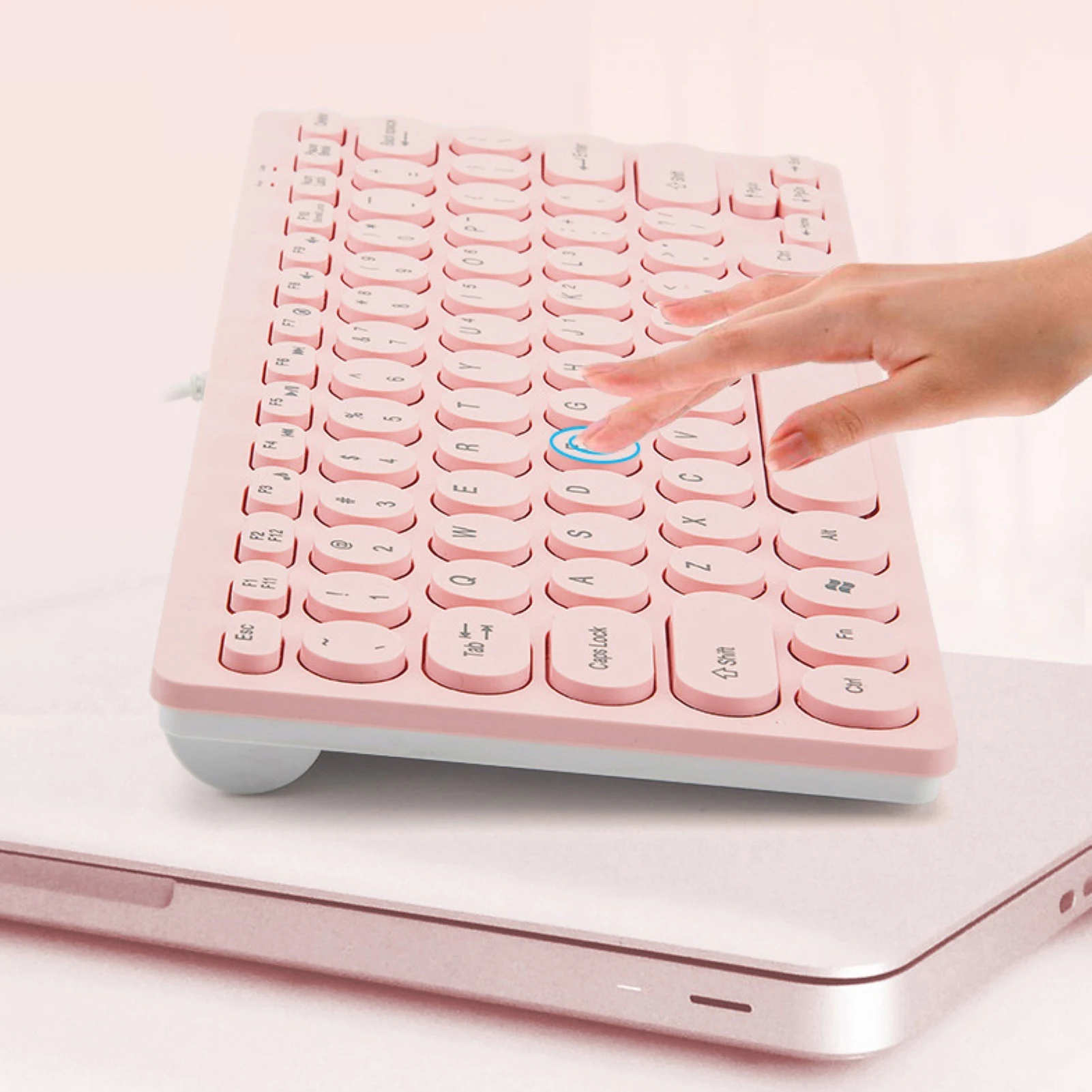 

USB Mute wired keyboard 78 Keys Vintage Wear-resistant Wired USB Mechanical Keyboard Laptop Accessory