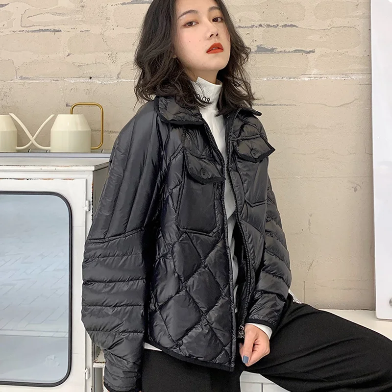 

Fashion Women Thin Down Jacket White Duck Jackets Spring And Autumn Coats Female New Outwear