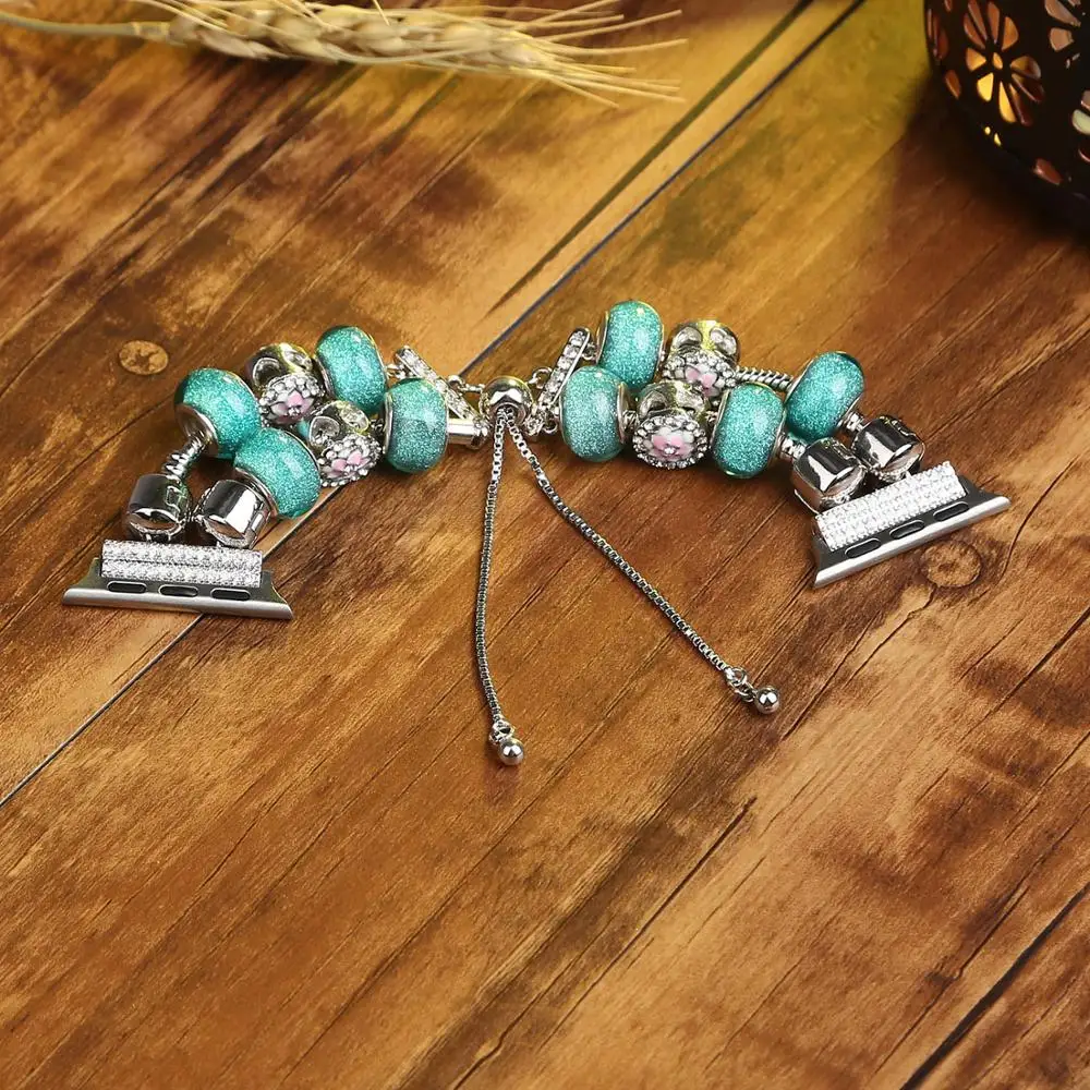 DIY Manual Strap For Apple watch Band 40mm 44mm 42mm 38mm Women Charm bracelet for iWatch band series 5 4 3 38 40 42 44 mm
