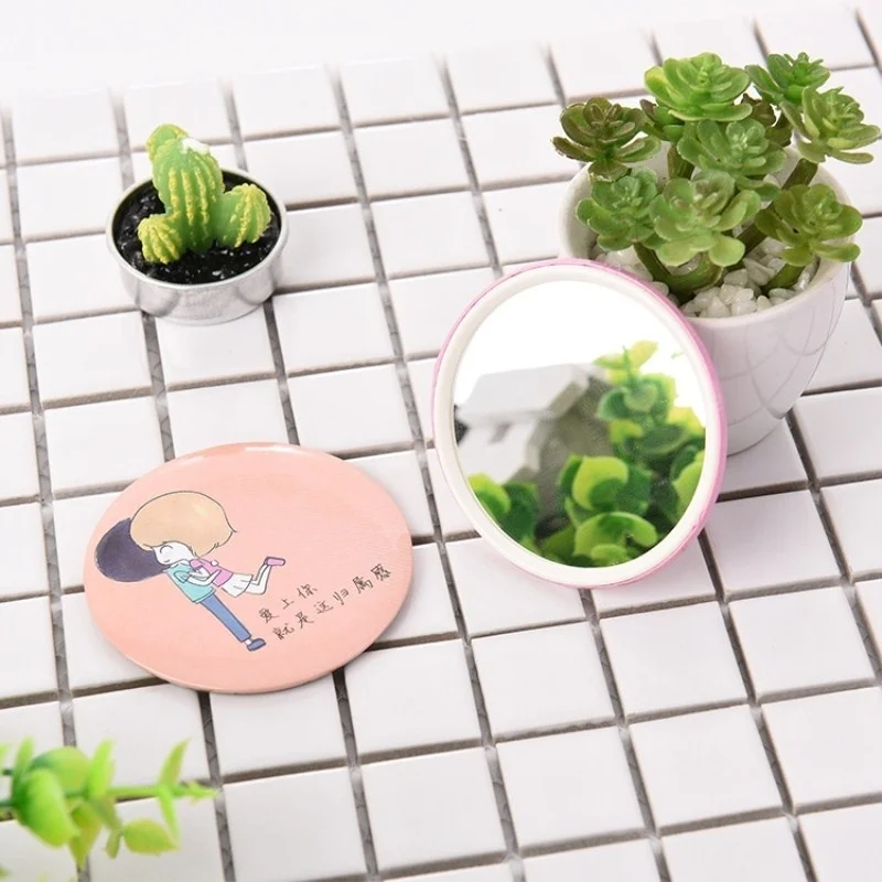 10pcs/lot Mini Makeup Mirror Portable Pocket Round Hand Travel Cosmetic For Women Girls Skin Care Tools | Красота и здоровье