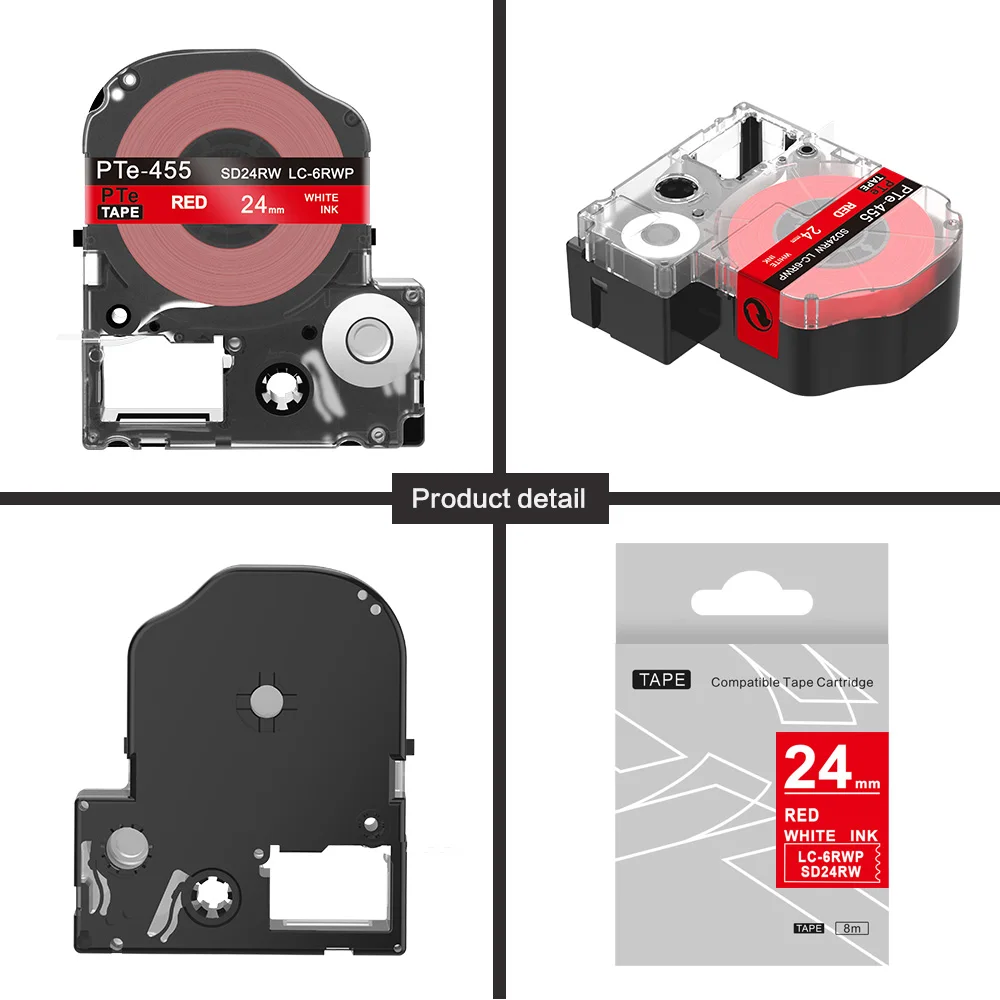 10 шт. совместимый с белыми пятнами красный SD24RW 24 мм Ленточные Стикеры для