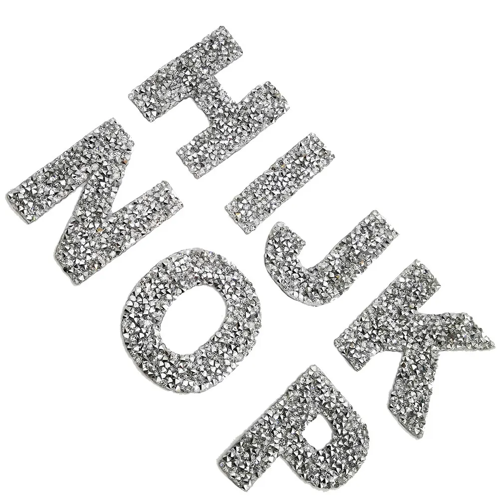 

26 дюймов, английская Серебряная надпись Motfi стразы, надпись «Железо на смоле», надпись «Горячая фиксация», блестящее платье для шитья и руко...