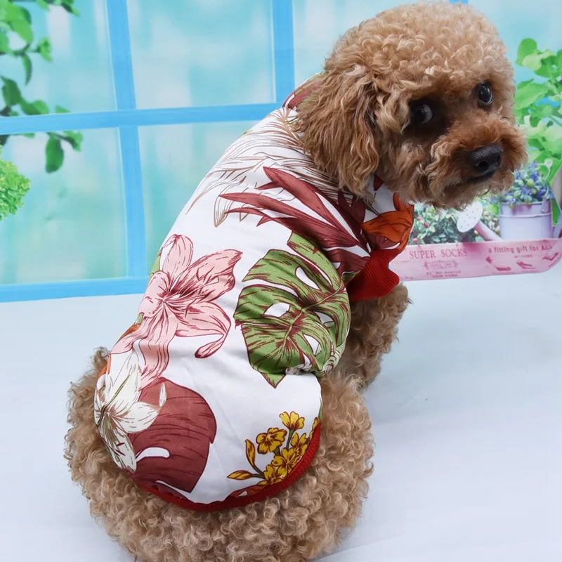 Одежда для собак осень-зима пальто растения с цветочным принтом плотная одежда