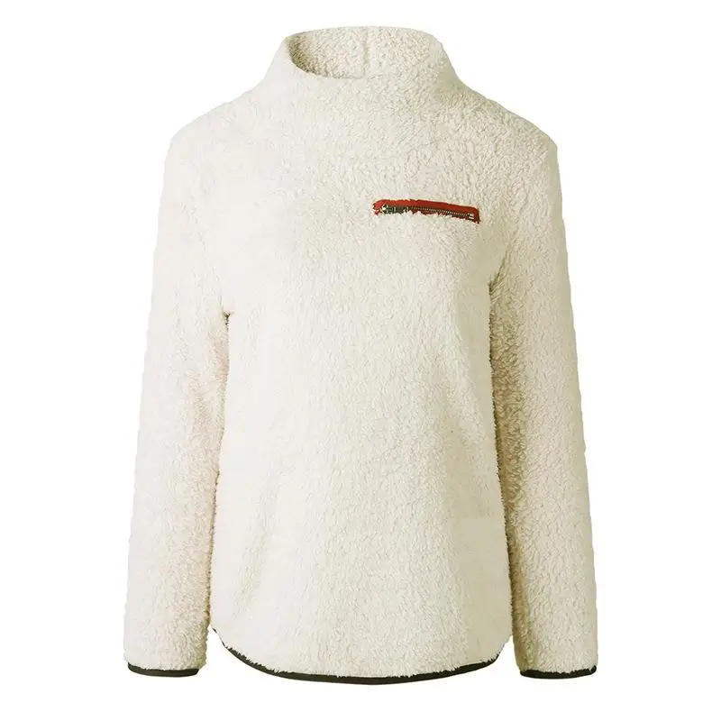 

Nice Pop Plush TurtleneckWoman Solid Casual Long-sleeved Winter Warm Woman Retro Basic Puffy Top