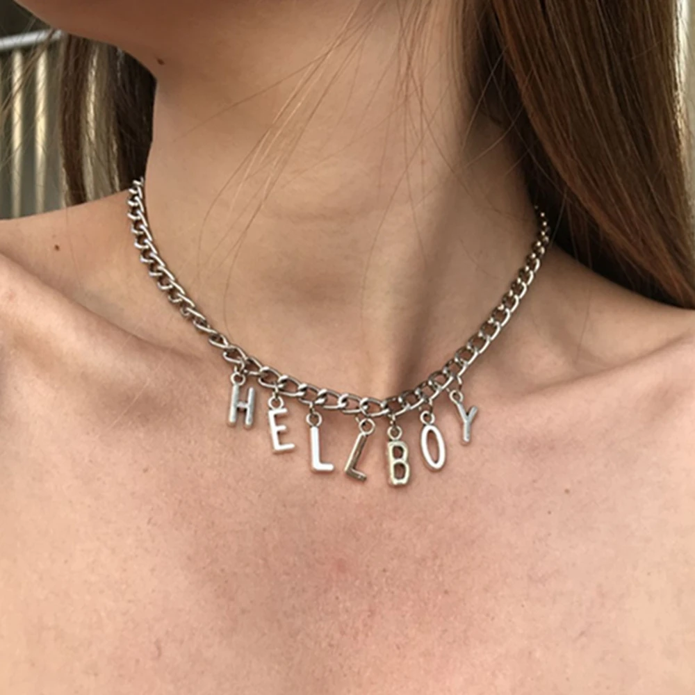 Angel Baby Daddy Love Pendant Clavicle Chain Necklace Choker Charms Silver Color Metal Letter Collar For Women Neck Jewelry