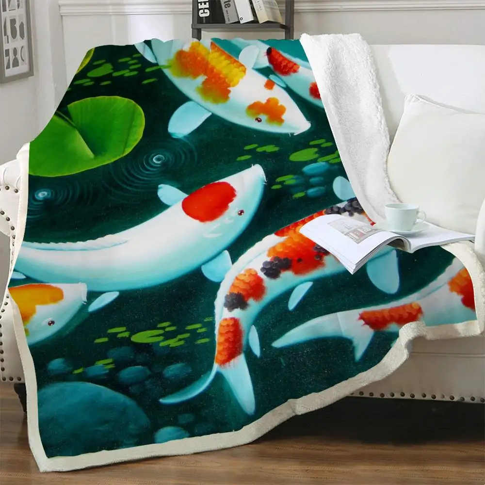 

NKNK Brank Fish Blankets Animal Plush Throw Blanket Flower Bedding Throw Romantic Blankets For Beds Sherpa Blanket Fashion