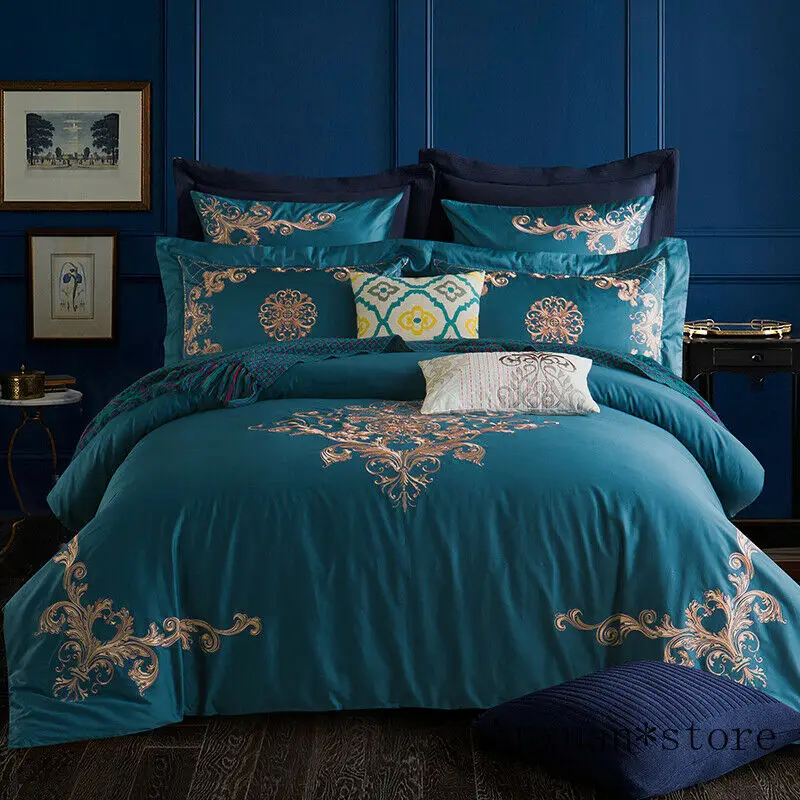 

Luxury Bedding Set King Queen Egyptian Cotton 4/6pcs Boho Duvet Cover Bed sheet