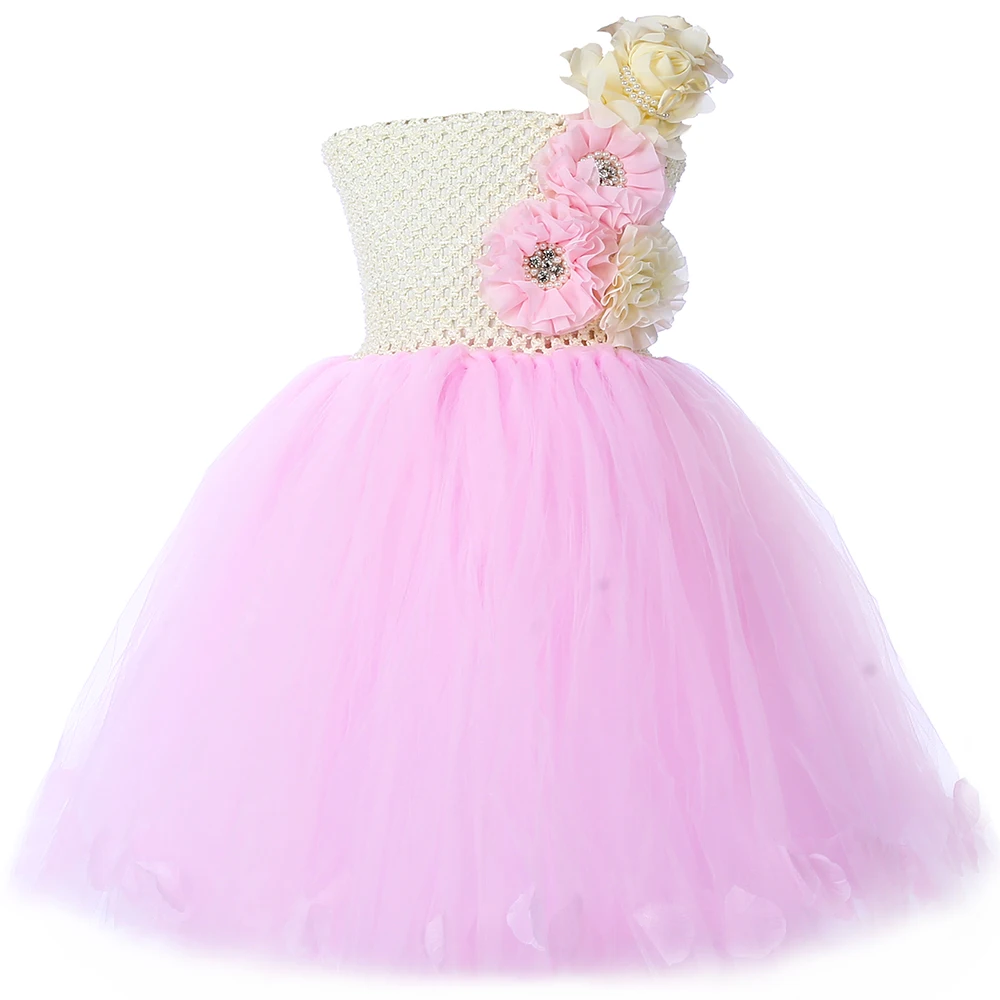 Розовое платье-пачка принцессы с цветами для девочек детские платья-пачки до