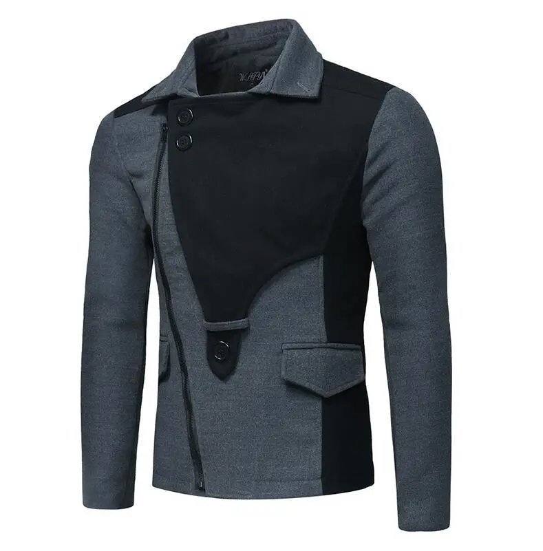 

New Autumn Winter Color Matching Jacket Individuality Slim Stitching Jacket Personality Relaxation Dig Bag Cover Jacket 470380