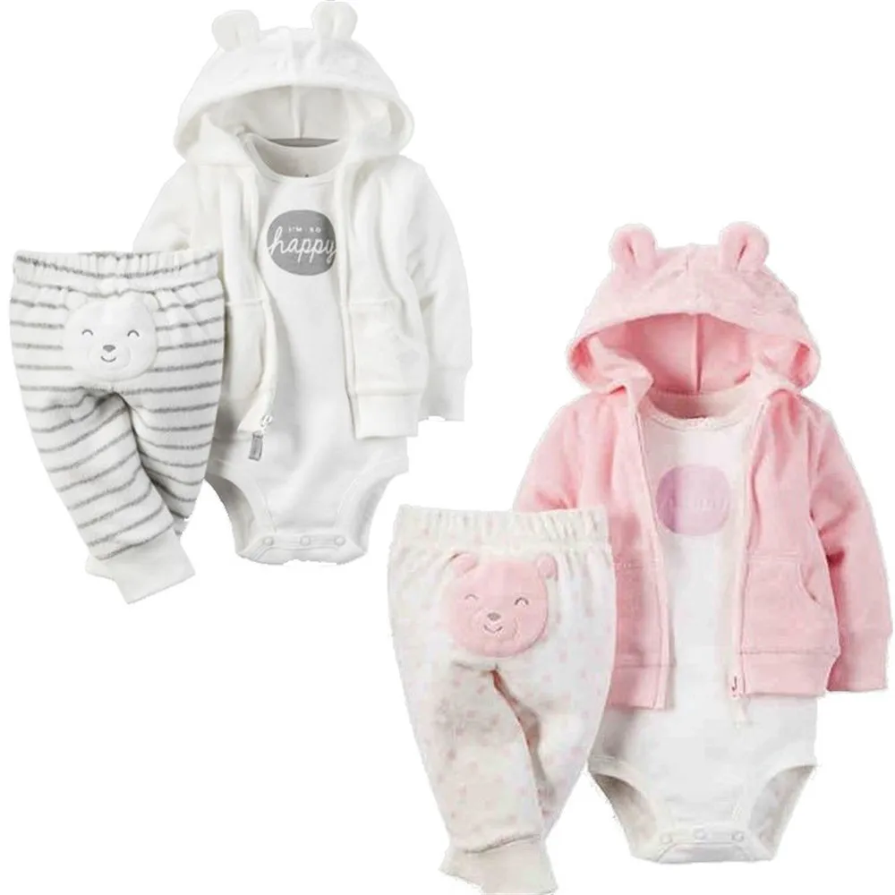 3 предмета Одежда для новорожденных девочек милая теплая одежда сезон осень
