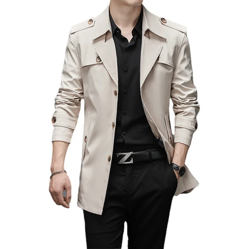

Autumn Men Trench Coats Superior Quality Buttons Male Fashion Outerwear Jackets Windbreaker Plus Size 4XL Trench Coat Men