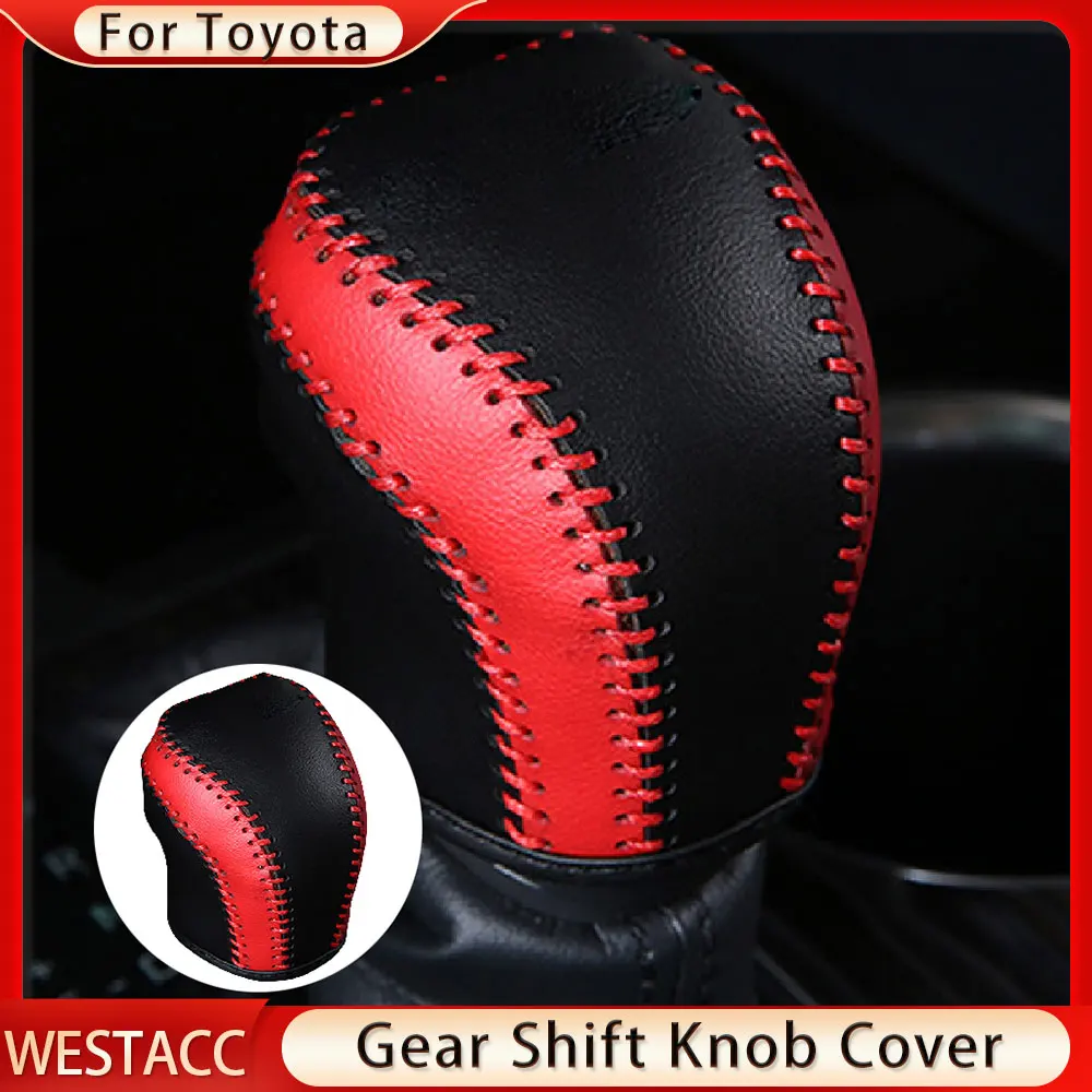 Genuine Leather Car Gear Collars Case Gear Shift Knob Head Cover for Toyota Camry 70 Corolla 2019 2020 2021 AT Accessories