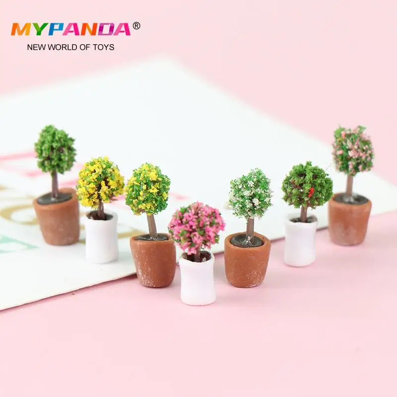 

Мини-дерево в горшке 1:12, зеленое растение в горшке, кукольный домик, мебель, домашний декор, имитация горшечных растений, кукольный домик, сл...