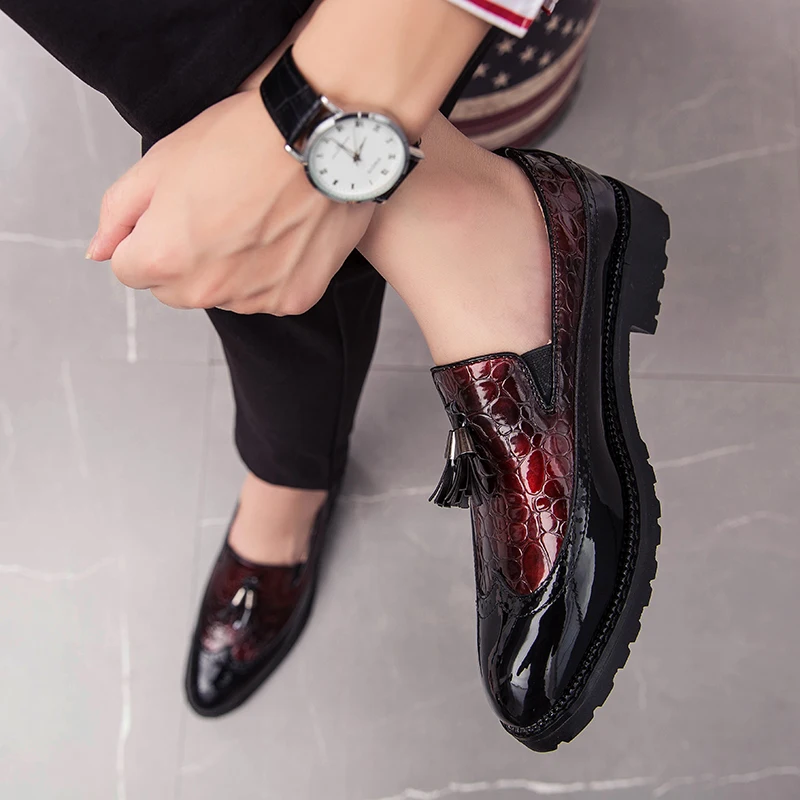 Модные мужские лоферы без застежки дышащие черные трендовые Свадебные вечерние