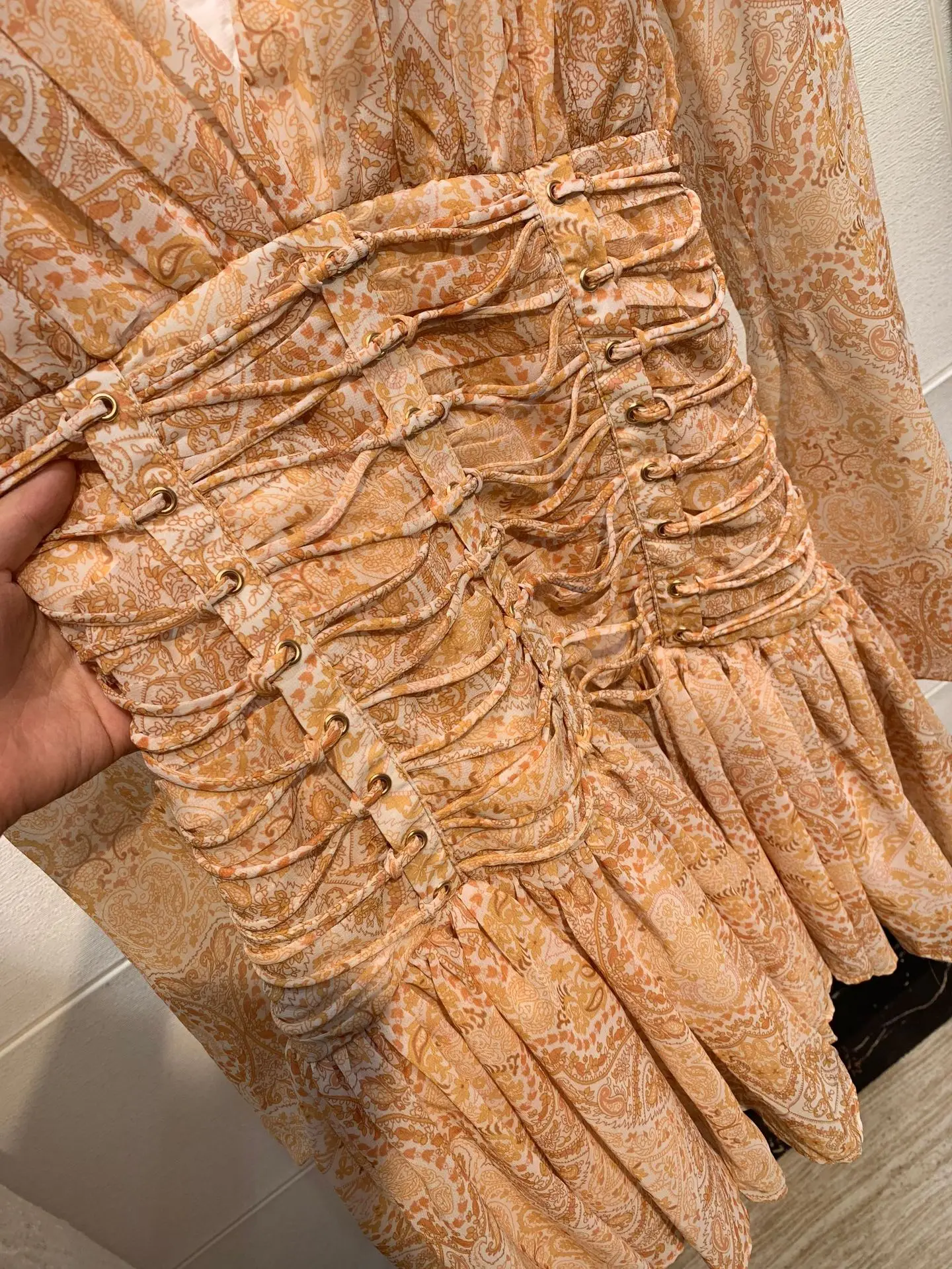 Платье корсет женское на шнуровке шифоновое платье туника с цветочным принтом