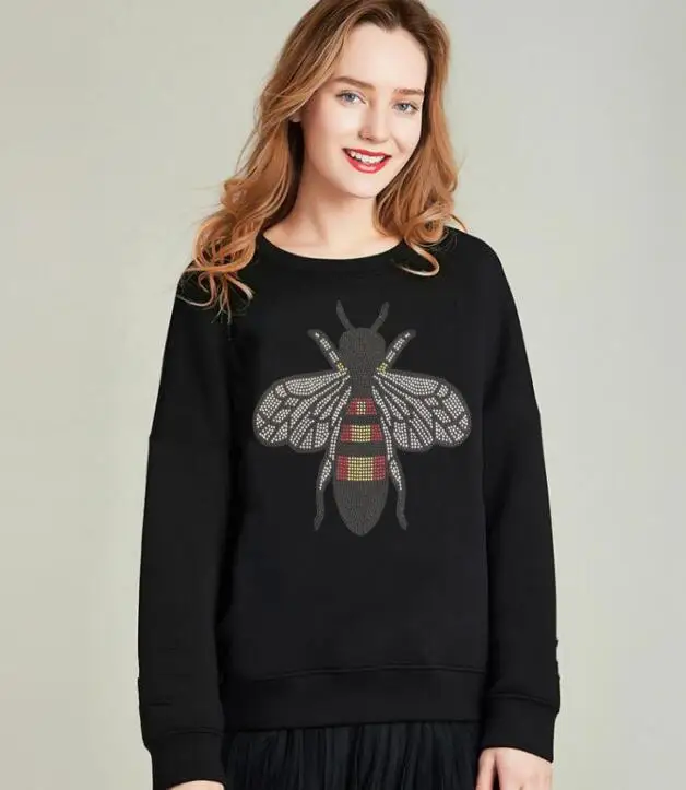 

Drop shipping Rhinestone Sweatshirt Women top Femme winter long Sleeve Topscute design hoodies women