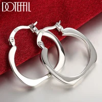 doteffil 925 sterling silver flat square round 20mm hoop earrings for woman wedding engagement fashion party charm jewelry