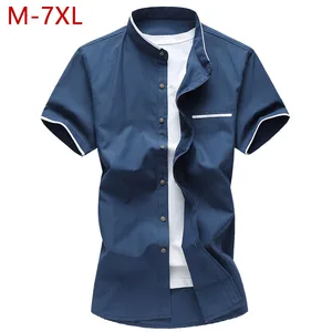 M-7XL, Повседневная рубашка с коротким рукавом, тонкая, летняя, для мужчин, большой размер, мужская, Классическая, хлопок, белая, уличная одежда, гавайская, Пляжная, мешковатая рубашка