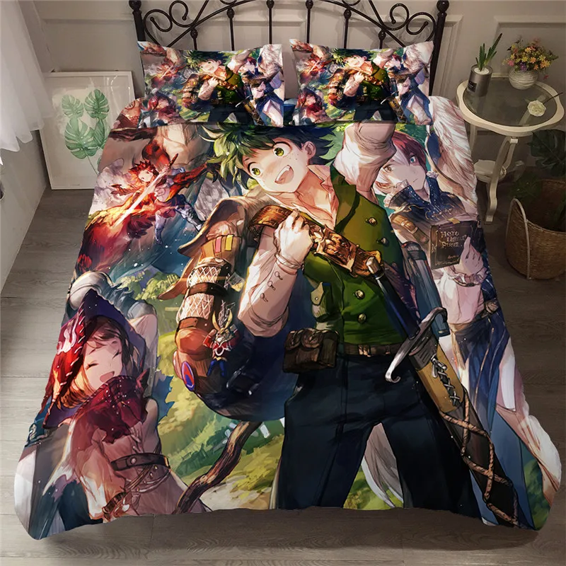 

Hero Academy Duvet Cover 3D Printed 3pc Bedding Set Anime Characters Quilt Cover Queen King Size Comfortable Cover Home Textiles