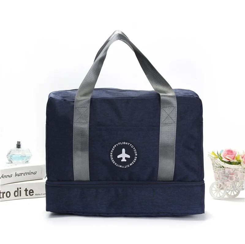 New Cationic Fabric Waterproof Travel Bag Large Capacity Double Layer Beach Portable Duffle Bags Packing Cube Weekend Bags|Коробки и