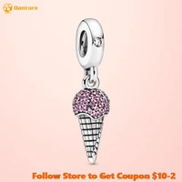 2020 new s925 sterling silver beads pave ice cream cone dangle charms fit original pandora bracelets women diy jewelry