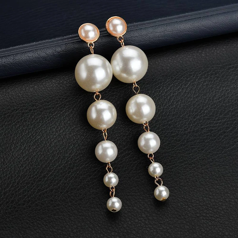 

Fashion Women Earrings Elegant Long Tessel Imitation Pearl Stud Earrings Women Accessories Bohemian Statement Girl Gift