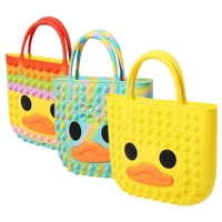 duck handbag pop it push bubble fidget toys high capacity anti stress stationery storage tote adult stress relief squeeze gift