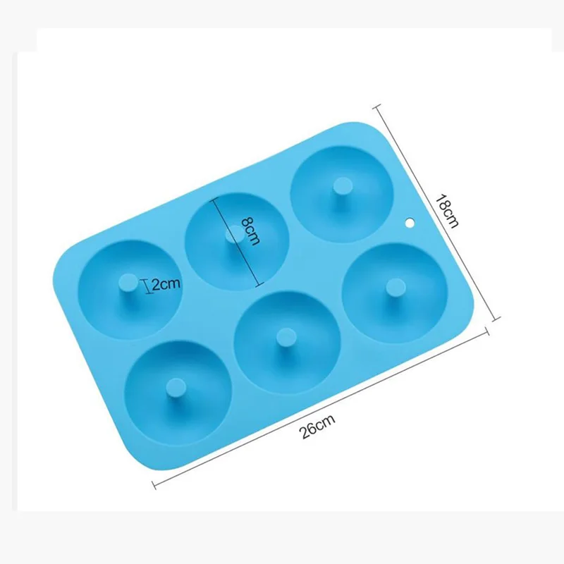 

Six Grid Multicolor Silicone Donut Baking Tools Kitchen Cake Mold Bright Donut Baking Pan Mold Decoration Tool