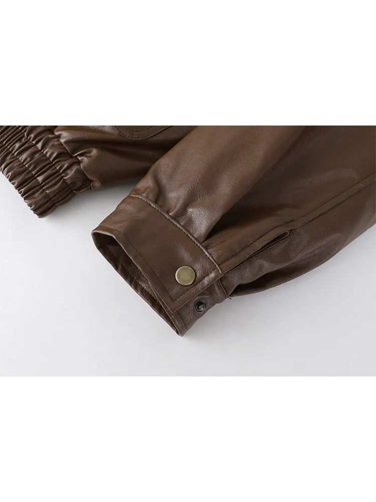 Зимняя женская меховая кожаная куртка с длинным рукавом Свободная теплая из