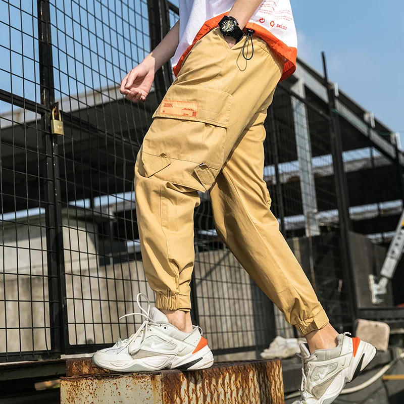 2020 на весну в стиле хип хоп для бега Для мужчин зеленого цвета штаны шаровары