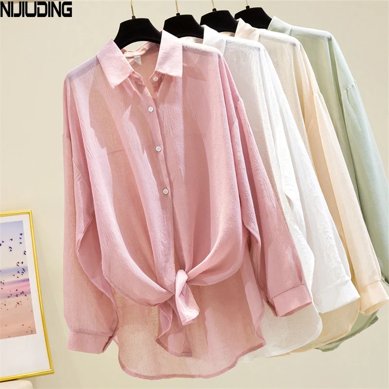 

Women Thin Coat Casual 2021 Summer Single-breasted Sun Protection Clothes Female Cardigan Shirt Clothe Tops Blouse Covers Blusas