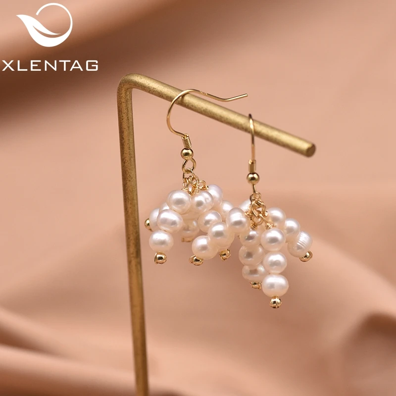 

XlentAg Original Design Natural Fresh Water Pearl Drop Earrings For Women Party Bijoux Jewellery Boucles D Oreille Femme GE0717