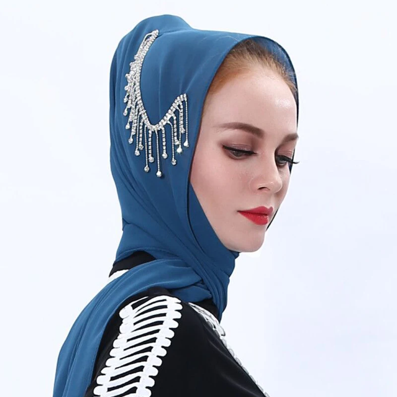 

Мусульманский шифоновый шарф хиджаб турбаны для женщин Abaya Niqab головные повязки Джерси хиджабы фуляр тюрбан женская мусульманская одежда