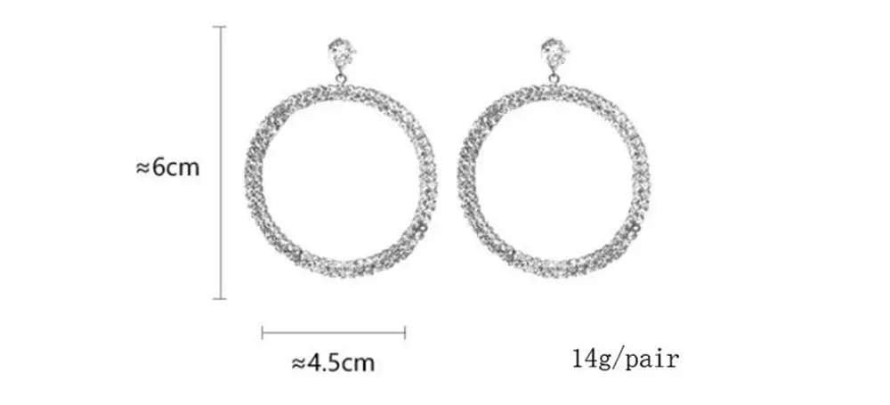 Новое поступление 2020 металлические гипербольные круглые хрустальные серьги